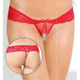 Open thong with rhinestones - Red