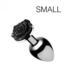 Plug Bijou avec Rose noire - 6.5 x 2.7 cm SMALL
