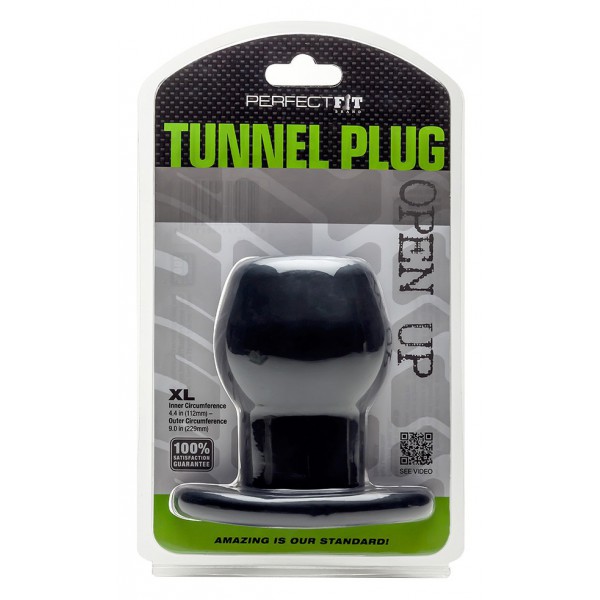 Ass Tunnel Plug Silicone Noir Extra-Large 9 x 7 cm
