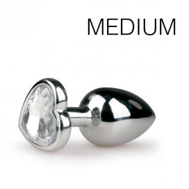 Plug bijou argent avec coeur - Medium 7.1 x 3.2 cm- Medium 7.1 x 3.2 cm