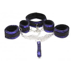 Kit bondage con collare e manette viola