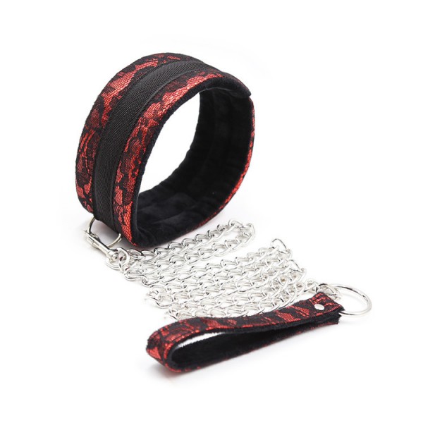 Kit bondage collana + manette rosso