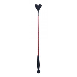 Devil Stick Leather whip with red heart - 70cm