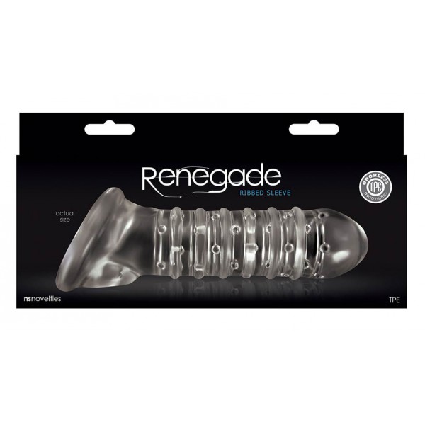 RIBBED Renegade Penis Case Clear 16 x 4 cm