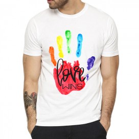 T-shirt branca com mão Rainbow